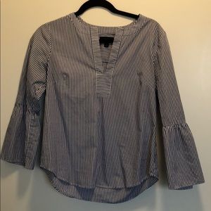 J. Crew blue striped shirt with bell sleeves